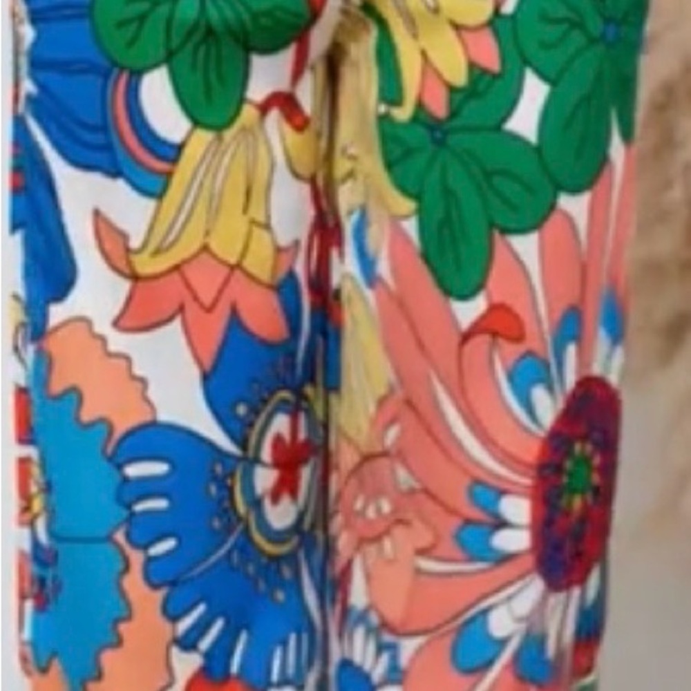 SHEIN Multicolor Floral Boot Cut Pants - Blue, Green, Pink, Yellow